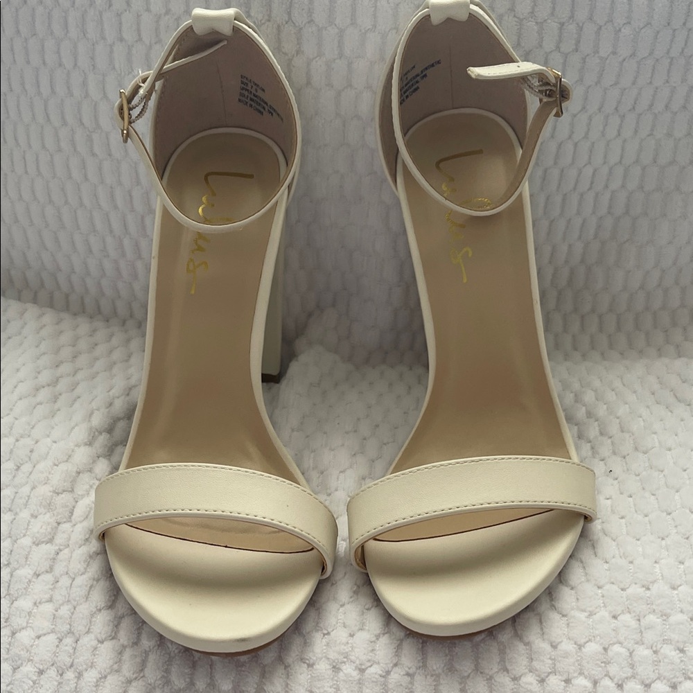 Lulu's Cream Ankle Strap Heels